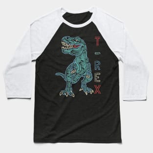 Colorfull Neon T-Rex Dinosaurs Baseball T-Shirt